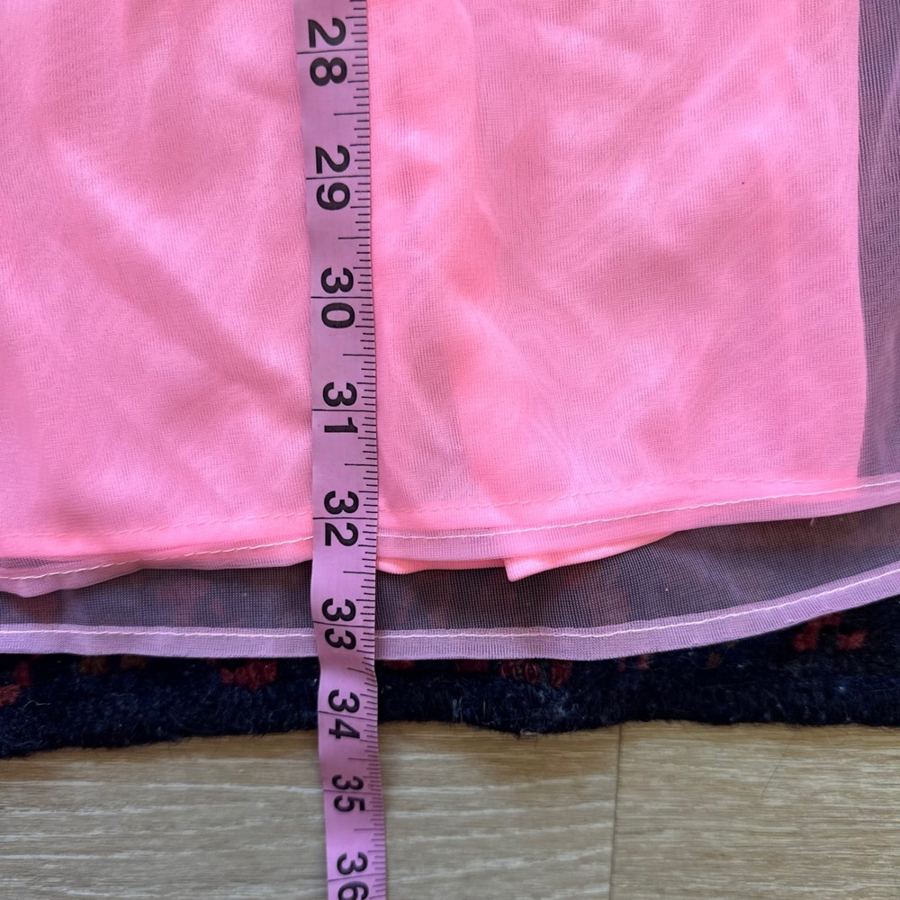 Vintage Pink Nylon Nightgown Sheer Mesh Overlay Lace Trim Babydoll Small - Picture 4 of 6